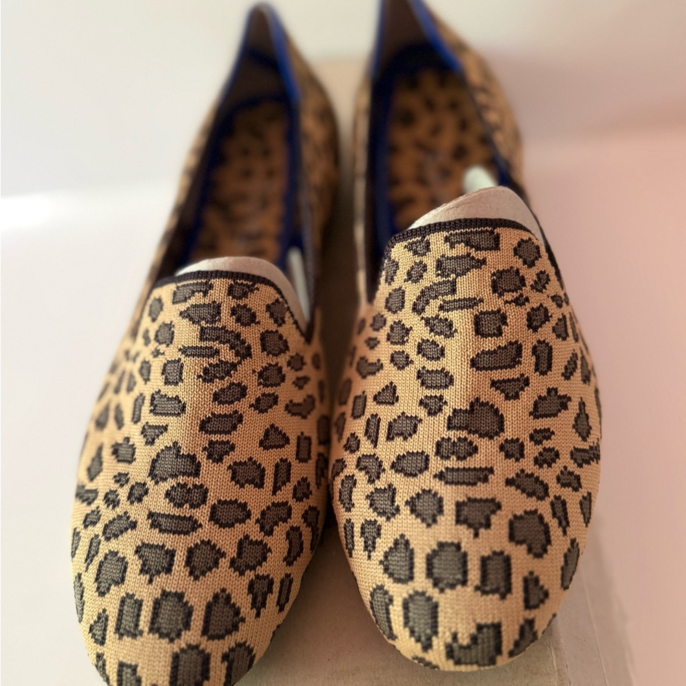Rothy's Leopard Print Slip-On Flats - Tan and Black New Women’s 9.5